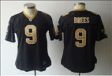 women team color #9 black Bress New Orleans Saints jersey