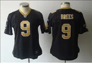 women team color #9 black Bress New Orleans Saints jersey