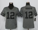 Women New Nike Green Bay Packers 12 Rodgers  Gridiron Gray Limited Jersey