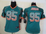 Women 2013 New Nike Miami Dolphins 95 Jordan Drift Fashion Green Elite Jerseys