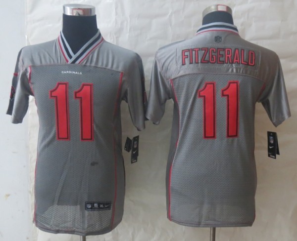 Youth 2013 NEW Nike Arizona Cardicals 11 Fitzgerald Grey Vapor Elite Jerseys