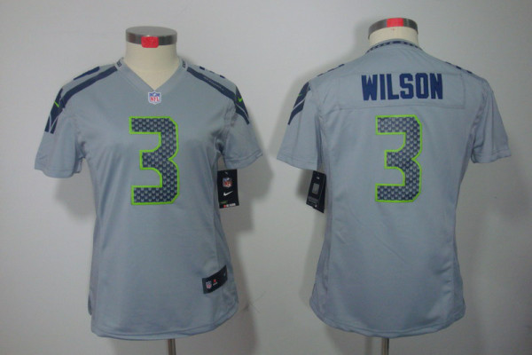 Women limited #3 grey Wilson Nike Seattle Seahawks Jersey