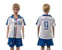 2016 Soccer Italy #9 Balotelli Away Kids Jersey