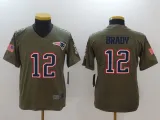 Kids New England Patriots #12 Brady Olive Salute to Service Limited Jersey