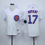 Women's MLB Chicago Cubs #17 Bryant White Pinstripe Jersey