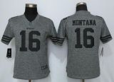 Women Nike San Francisco 49ers 16 Montana Gridiron Gray Limited Jersey