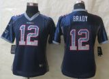 Women New Nike New England Patriots 12 Brady Drift Fashion Blue Elite Jerseys