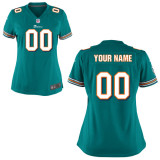 Women Dolphins Green Team Color Customized Game NFL Jersey