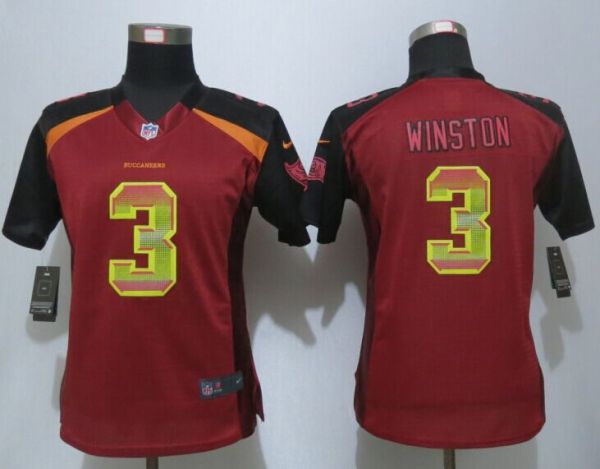 Women New Nike Tampa Bay Buccaneers 3 Winston Red Strobe Elite Jersey