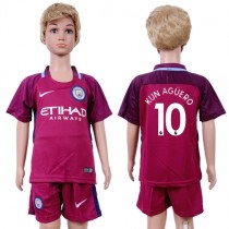 2017 Soccer Manchester City #10 Kun Aguero Away Kids Jersey