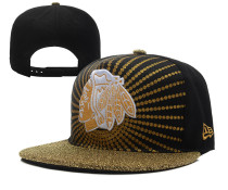 NHL Chicago Blackhawks Black Gold Snapback Hats--YD