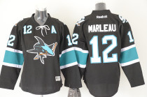 NHL San Jose Sharks #12 Marleau Black Youth Jersey with A Patch
