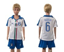 2016 Soccer Italy #6 Baresi Away Kids Jersey