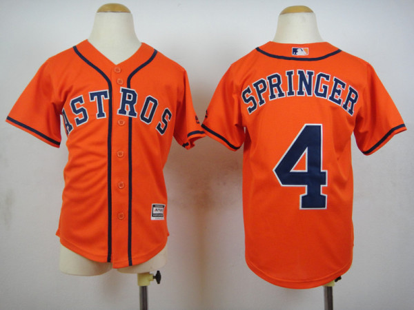 Kids Houston Astros #4 Springer Orange New Jersey