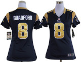 #8 Bradford blue St.Louis Rams women NIKE jersey