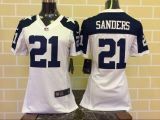 Nike Dallas Cowboys #21 Sanders Thanksgiving White Women Jersey