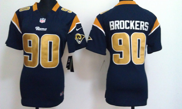 Nike St.Louis Rams #90 BROCKERS Womens Blue Jersey