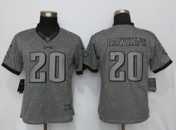 Women Nike Philadelphia Eagles 20 Dawkins Gray Mens Stitched Gridiron Gray Limited Jersey