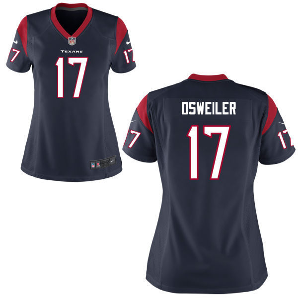 NHL Houston Texans #17 Osweiler Blue Women Jersey