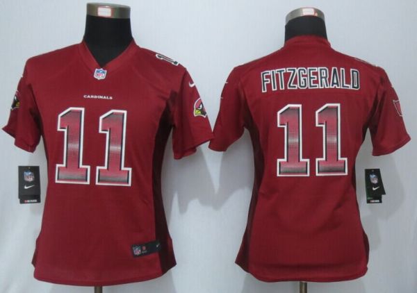 Women New Nike Arizona Cardinals 11 Fitzgerald Red Strobe Elite Jersey