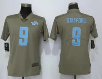 Womens Detriot Lions #9 Stafford Olive Salute to Service Limited Jersey