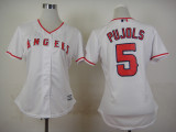 Women MLB Los Angeles Angels #5 Pujols White Jersey