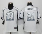 Women NEW Nike Dallas cowboys 21 Elliott Drift Fashion White Elite Jersey