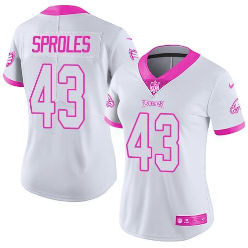 Women NFL Philadelphia Eagles #43 Sproles White Pink Color Rush Jersey