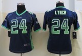 Women 2013 New Nike Seattle Seahawks 24 Lynch Drift Fashion Blue Elite Jerseys