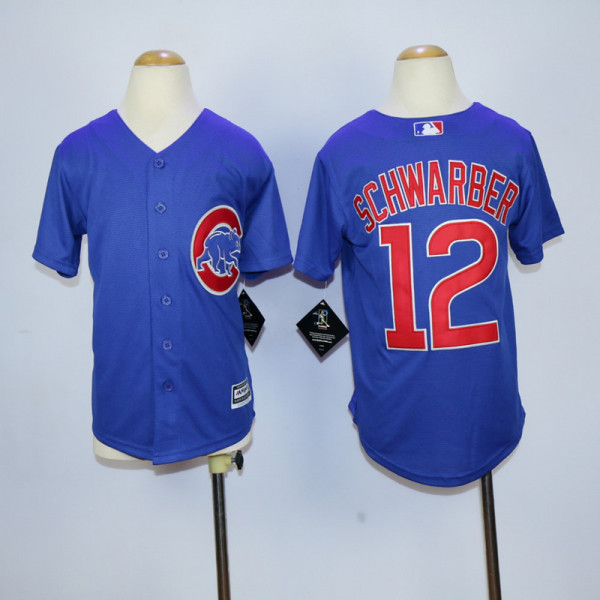 MLB Chicago Cubs #12 Schwarber Blue Kids Jersey