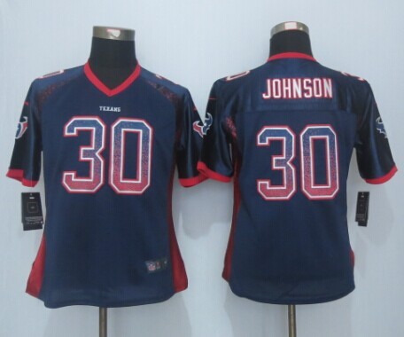 Women 2013 NEW Nike Houston Texans 30  Johnson Drift Fashion Blue Elite Jerseys