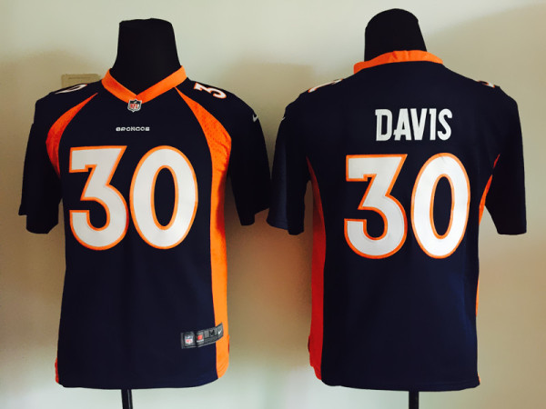 Nike Denver Broncos #30 Davis Blue Kids Jersey