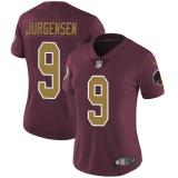 Womens Washington Redskins #9 Jurgensen Red Yellow Number Jersey