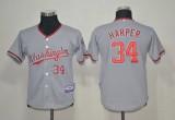 MLB Washington Nationals #34 Harper Youth Jersey Grey