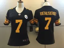 Womens NFL Pittsburgh Steelers #7 Roethlisberger Black Color Rush Jersey