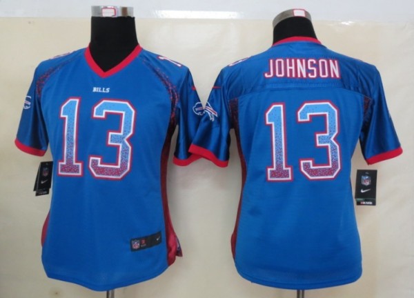 Women 2013 New Nike Buffalo Bills 13 Johnson Drift Fashion Blue Elite Jerseys