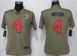 Women Nike Houston Texans 4 Watson Olive Salute To Service Jersey