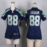 Nike Seattle Seahawks #80 Graham Women Blue Jersey