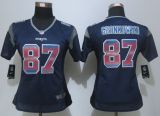 Women New Nike England Patriots 87 Gronkowski Navy Blue Strobe Elite Jersey