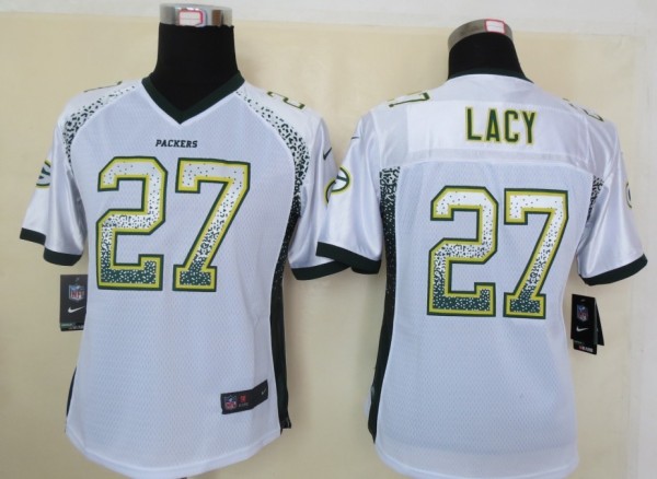 Women 2013 NEW Nike Green Bay Packers 27 Lacy Drift Fashion White Elite Jerseys