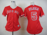 Women MLB Los Angeles Angels #5 Pujols Red Jersey