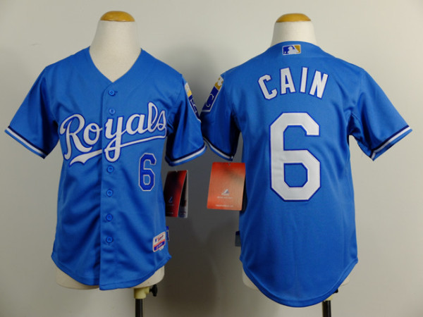 MLB Kid Jerseys Kansas Royals #6 Cain L.Blue Jersey