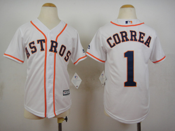 Kids Houston Astros #1 Correa White New Jersey