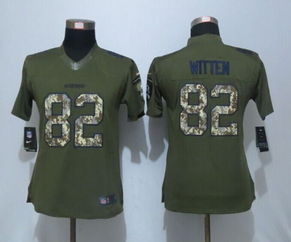 Womens NFL Dallas Cowboys #82 Witten Salute for Service Green Jersey