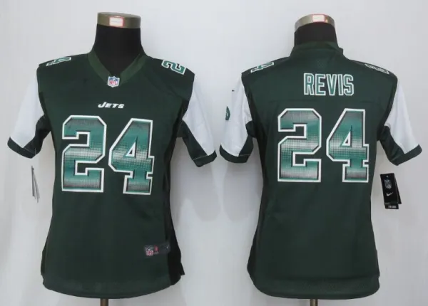 Women New Nike York Jets 24 Revis Green Strobe Elite Jersey
