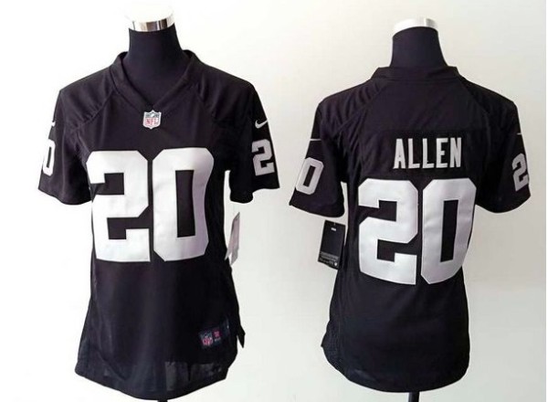 Nike Oakland raiders #20 Allen Womens Black Jersey