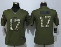 Women New Nike San Diego Chargers 17 Rivers Green Salute To Service Limited Jersey