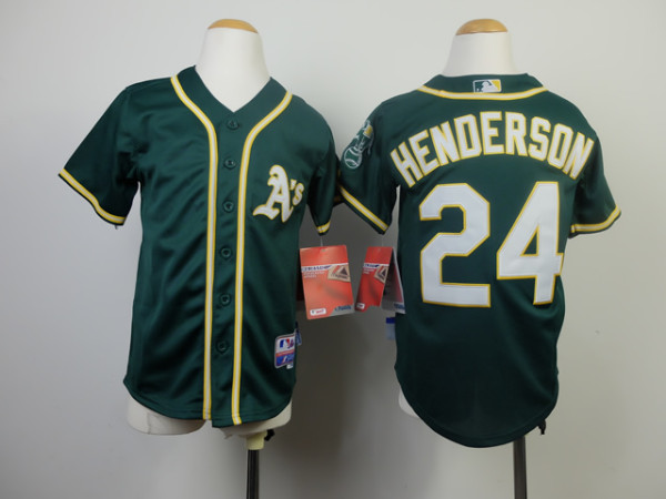 MLB Oakland Athletics #24 Henderson Green Jersey Youth