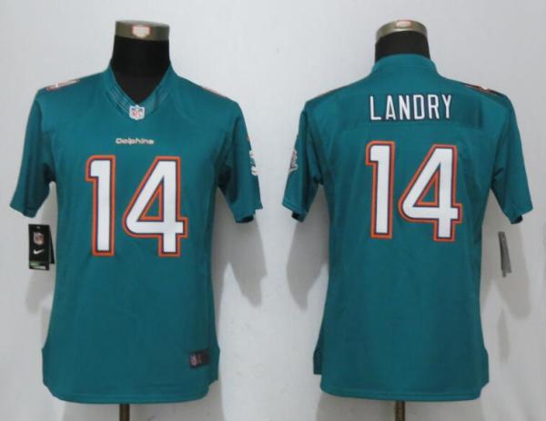 Women New Nike Miami Dolphins 14 Landry Green Elite Jersey