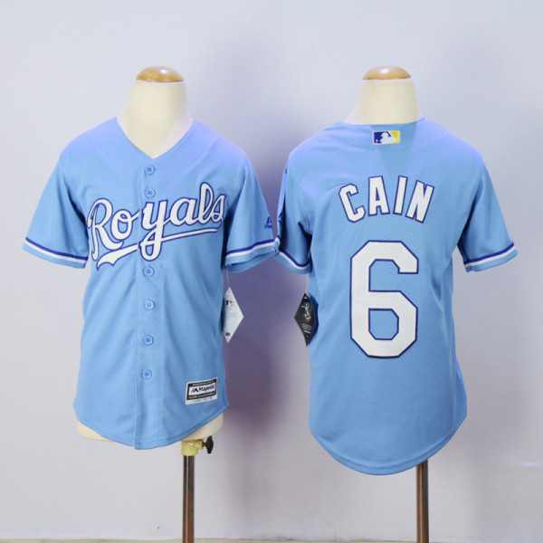 MLB MLB Kansas City Royals #6 Cain L.Blue Youth Jersey